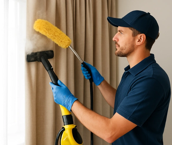 Trusted curtain steam cleaning technician Matty Curtain Cleaning meridan-plains QLD
