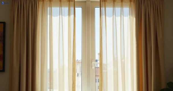 Dusty and dull curtains in meridan-plains before steam cleaning
